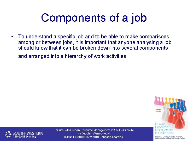 Components of a job • To understand a specific job and to be able