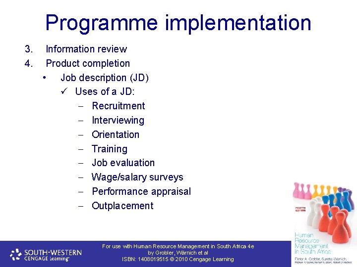 Programme implementation 3. 4. Information review Product completion • Job description (JD) ü Uses