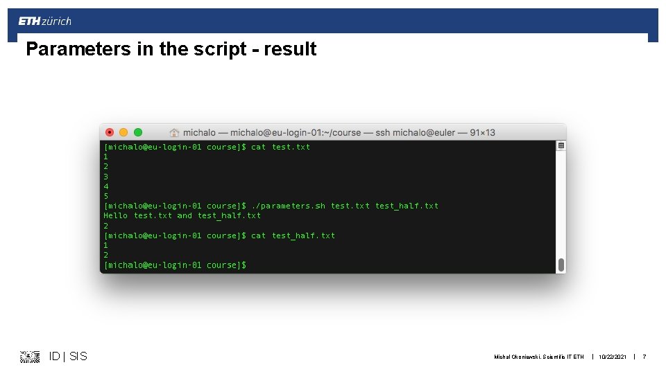 Parameters in the script - result ID | SIS Michal Okoniewski, Scientific IT ETH