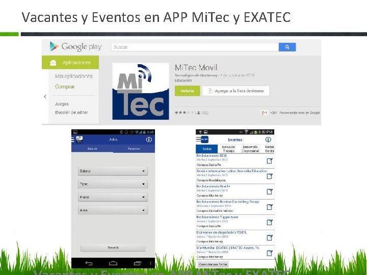 Vacantes y Eventos en APP Mi. Tec y EXATEC 