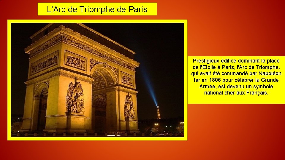 L'Arc de Triomphe de Paris Prestigieux édifice dominant la place de l'Etoile à Paris,