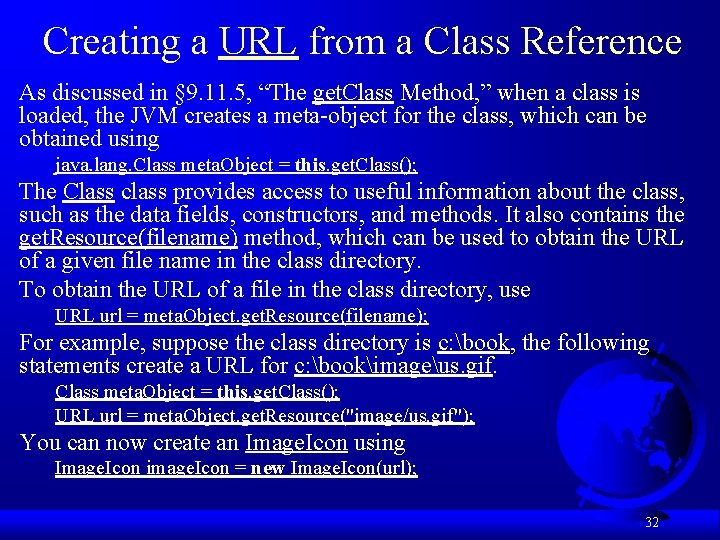 Creating a URL from a Class Reference As discussed in § 9. 11. 5,