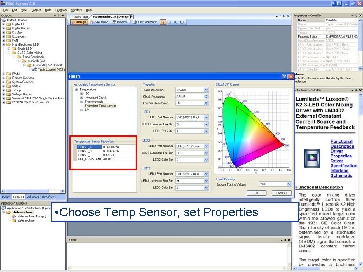  • Choose Temp Sensor, set Properties 13 Cypress Confidential 