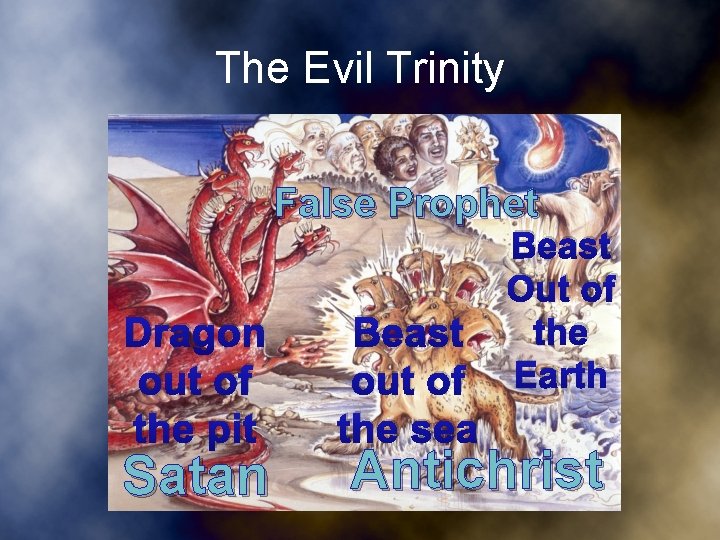 The Evil Trinity False Prophet Dragon out of the pit Satan Beast out of