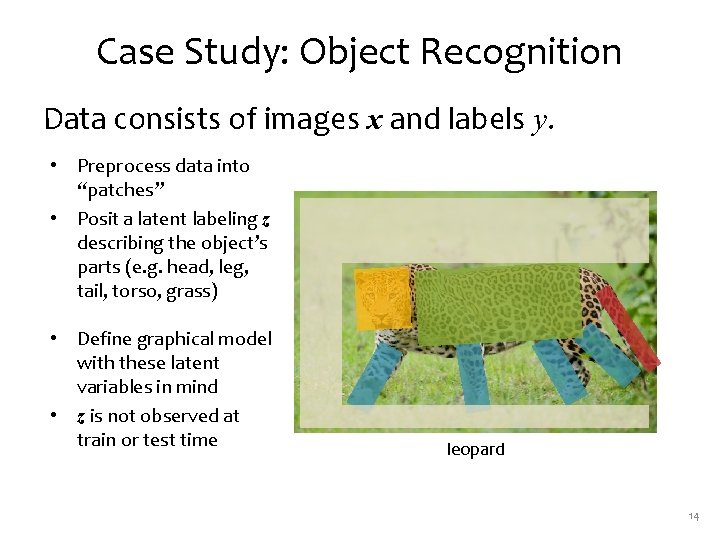 Case Study: Object Recognition Data consists of images x and labels y. • Preprocess