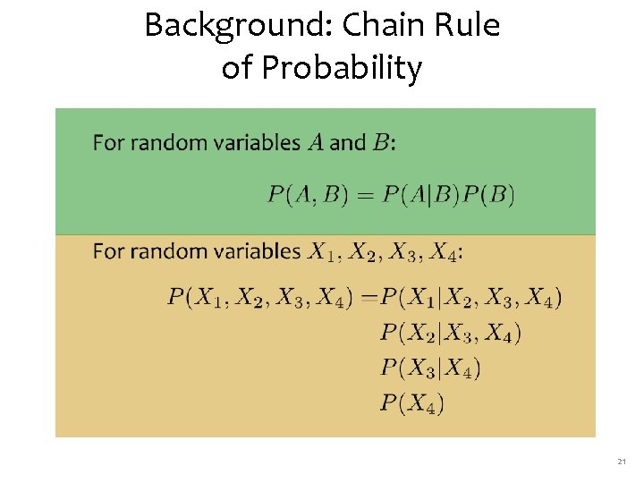 Background: Chain Rule of Probability 21 