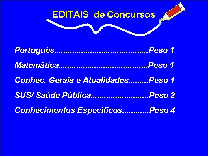 EDITAIS de Concursos Português. . . . . Peso 1 Matemática. . . .