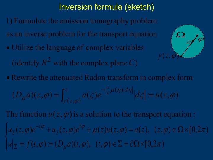 Inversion formula (sketch) 