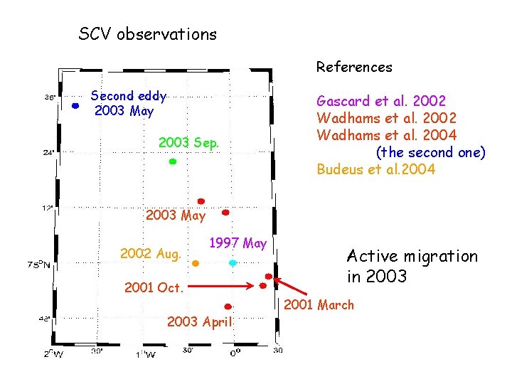 SCV observations References Second eddy 2003 May 2003 Sep. Gascard et al. 2002 Wadhams