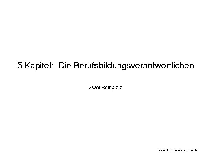 5. Kapitel: Die Berufsbildungsverantwortlichen Zwei Beispiele www. doku. berufsbildung. ch 