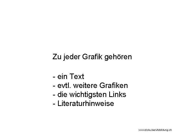 Zu jeder Grafik gehören - ein Text - evtl. weitere Grafiken - die wichtigsten