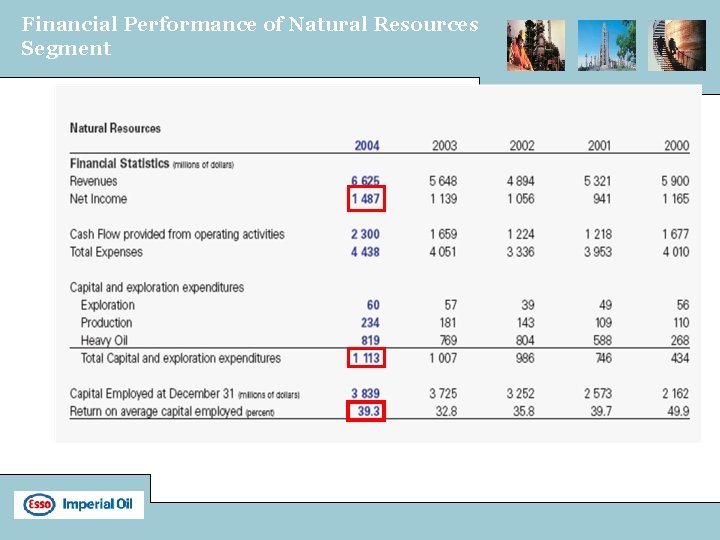 Financial Performance of Natural Resources Segment 