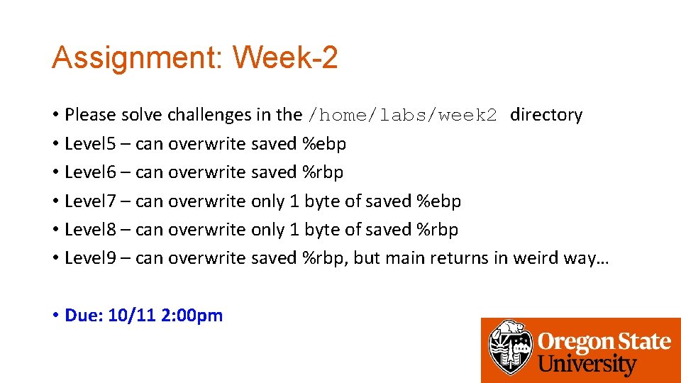 Assignment: Week-2 • Please solve challenges in the /home/labs/week 2 directory • Level 5