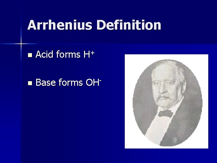 Arrhenius Definition n Acid forms H+ n Base forms OH- 