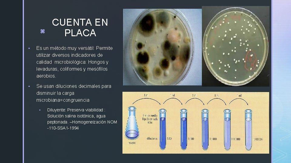 z CUENTA EN PLACA • Es un método muy versátil: Permite utilizar diversos indicadores