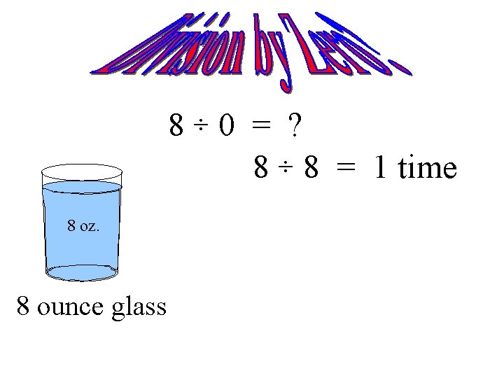 8 8 oz. 8 ounce glass 0 = ? 8 8 = 1 time