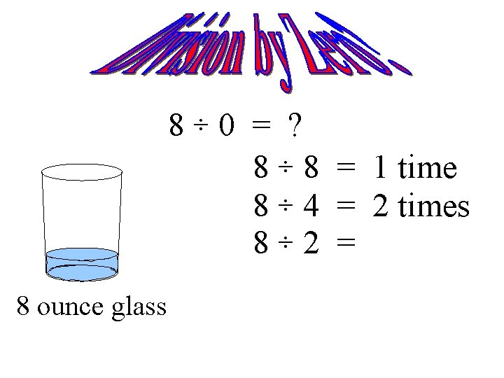 8 8 ounce glass 0 = 8 8 8 ? 8 = 1 time