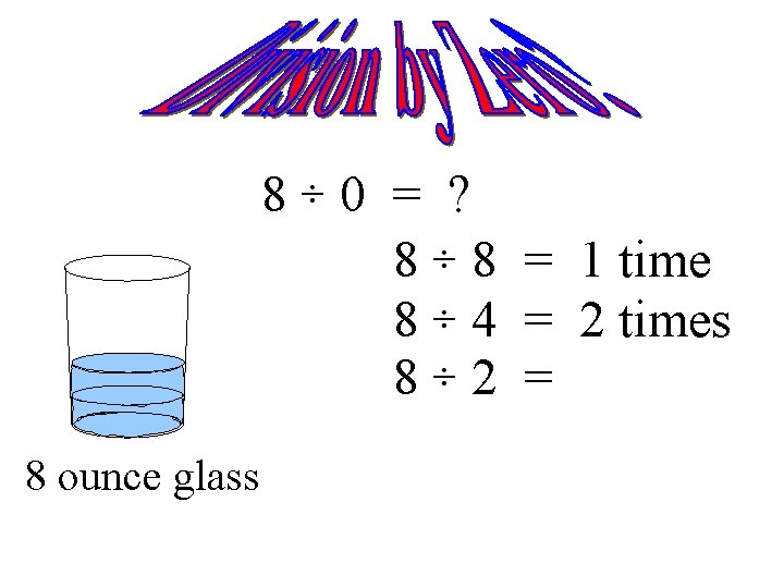 8 8 ounce glass 0 = 8 8 8 ? 8 = 1 time