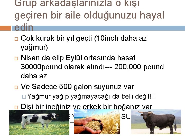 Grup arkadaşlarınızla o kışı geçiren bir aile olduğunuzu hayal edin Çok kurak bir yıl