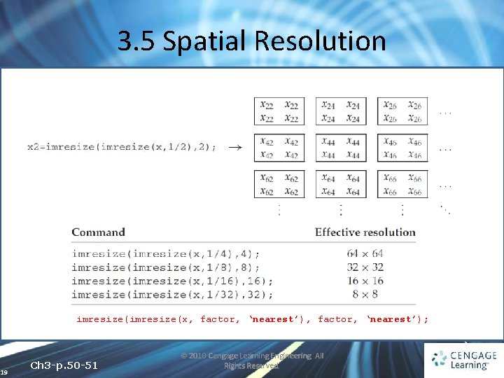 3. 5 Spatial Resolution imresize(x, factor, ‘nearest’); 19 Ch 3 -p. 50 -51 © 3. 5 Spatial Resolution imresize(x, factor, ‘nearest’); 19 Ch 3 -p. 50 -51 ©