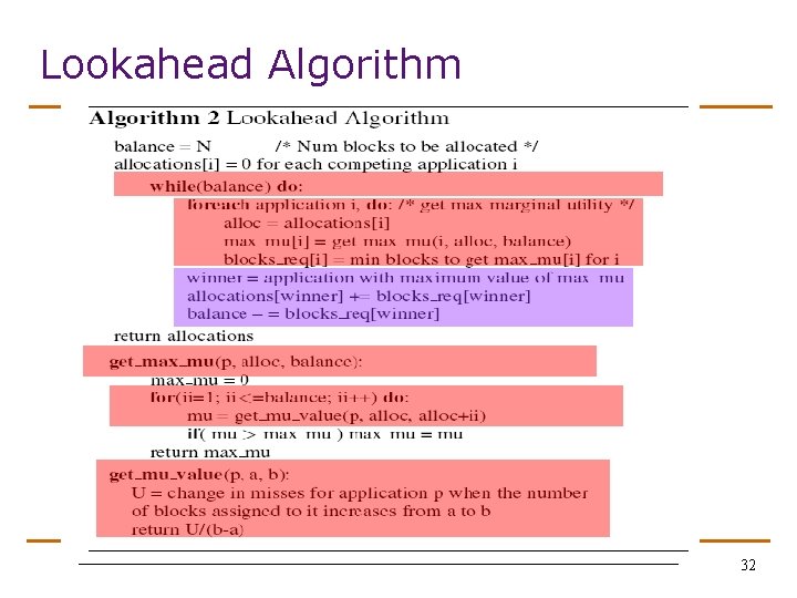 Lookahead Algorithm 32 