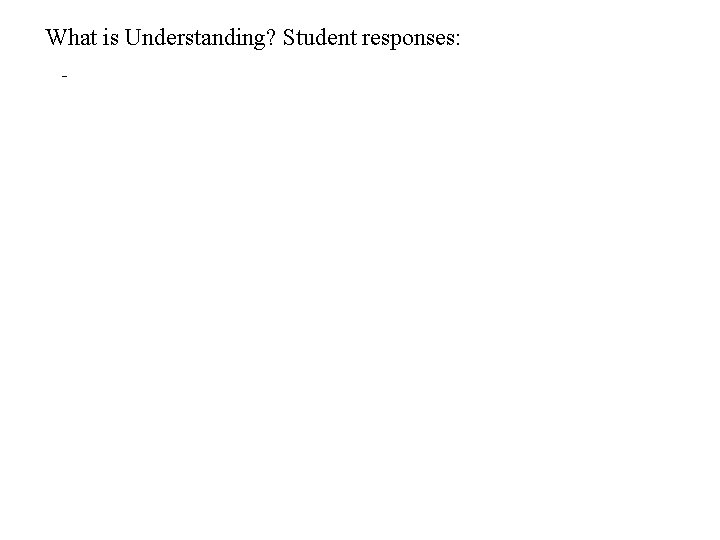 What is Understanding? Student responses: - 
