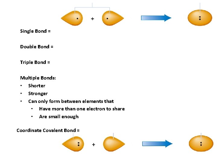 Single Bond = Double Bond = Triple Bond = Multiple Bonds: • Shorter •