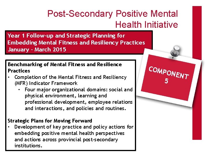 Post-Secondary Positive Mental Health Initiative Year 1 Follow-up and Strategic Planning for Embedding Mental