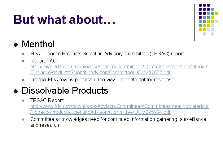FDAs Center for Tobacco Products Overview of FDAs