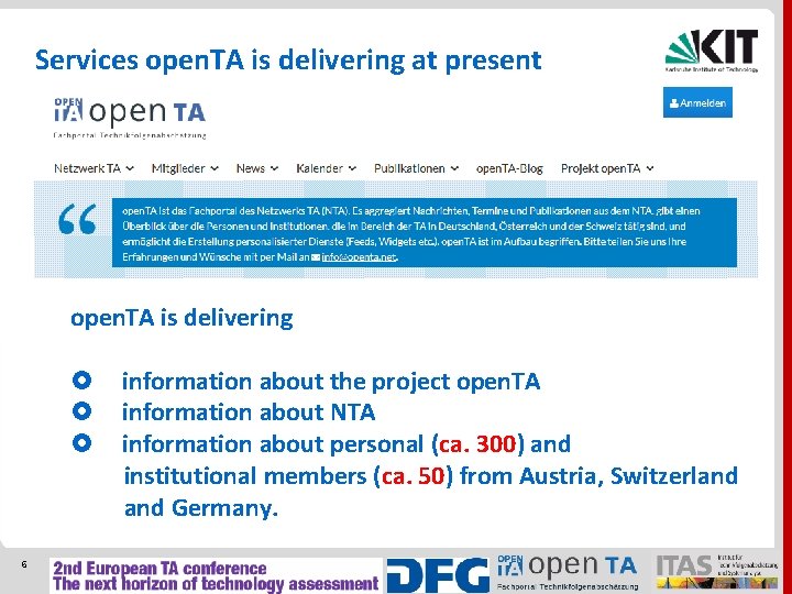 Services open. TA is delivering at present open. TA is delivering 6 information about