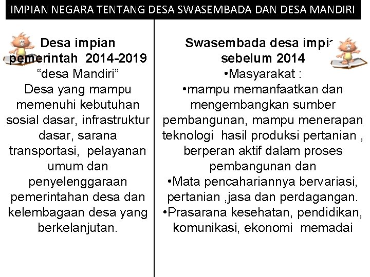 IMPIAN NEGARA TENTANG DESA SWASEMBADA DAN DESA MANDIRI Desa impian Swasembada desa impian pemerintah