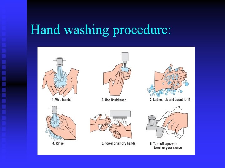 Hand washing procedure: 