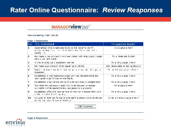 Rater Online Questionnaire: Review Responses 