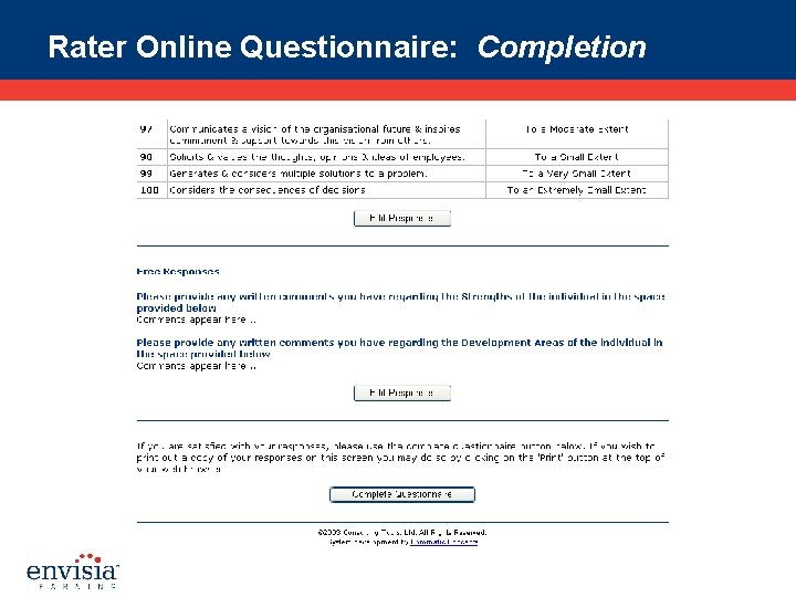 Rater Online Questionnaire: Completion 