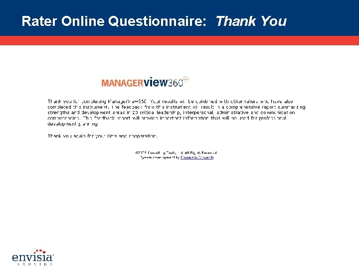 Rater Online Questionnaire: Thank You 