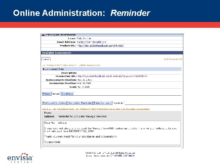 Online Administration: Reminder 