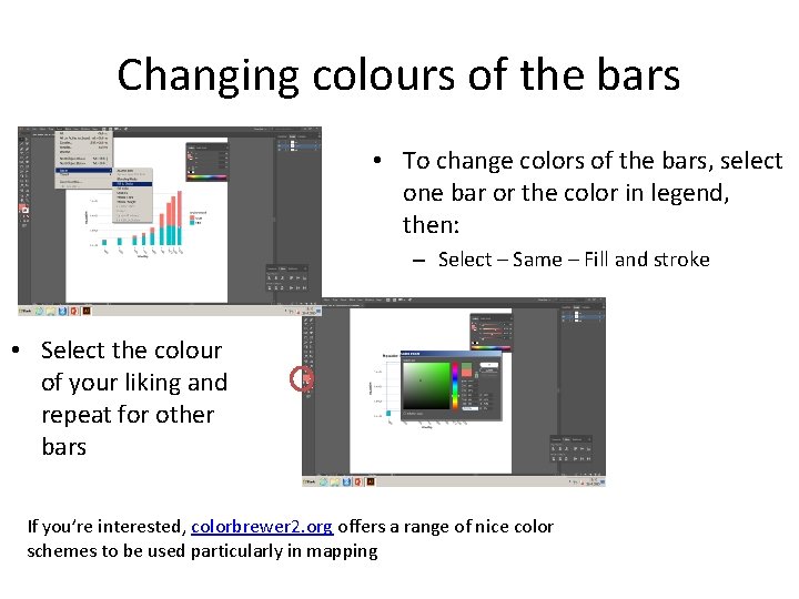 Changing colours of the bars • To change colors of the bars, select one