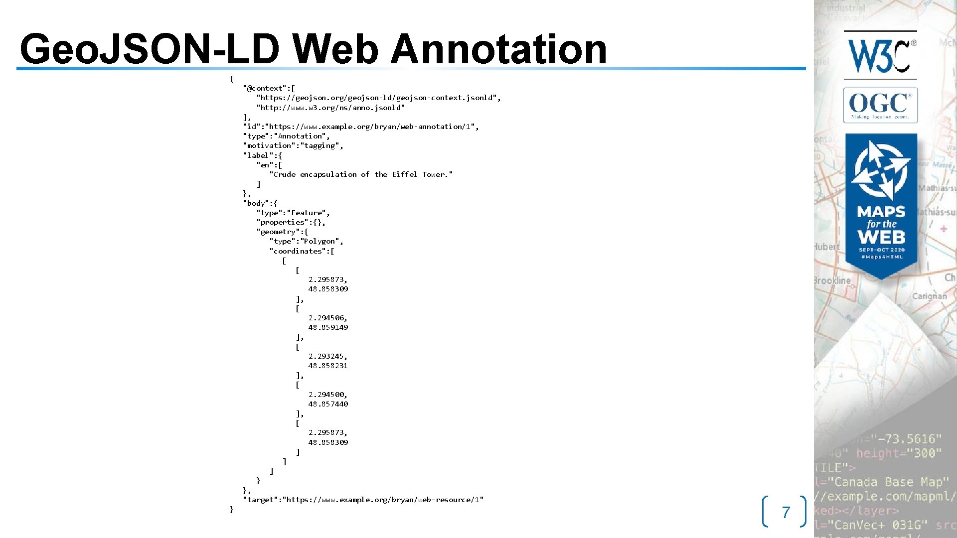 Geo. JSON-LD Web Annotation { "@context": [ "https: //geojson. org/geojson-ld/geojson-context. jsonld", "http: //www. w