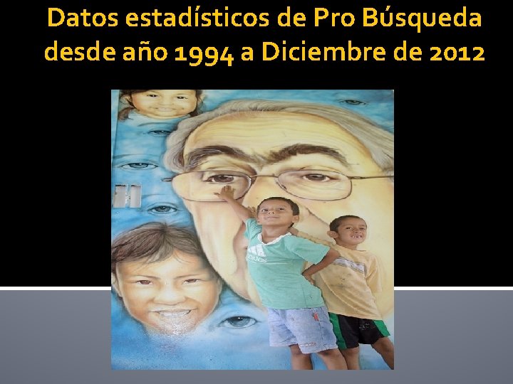 Datos estadísticos de Pro Búsqueda desde año 1994 a Diciembre de 2012 