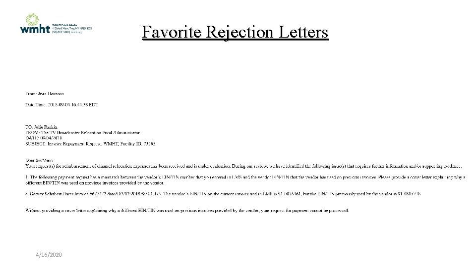 Favorite Rejection Letters 4/16/2020 