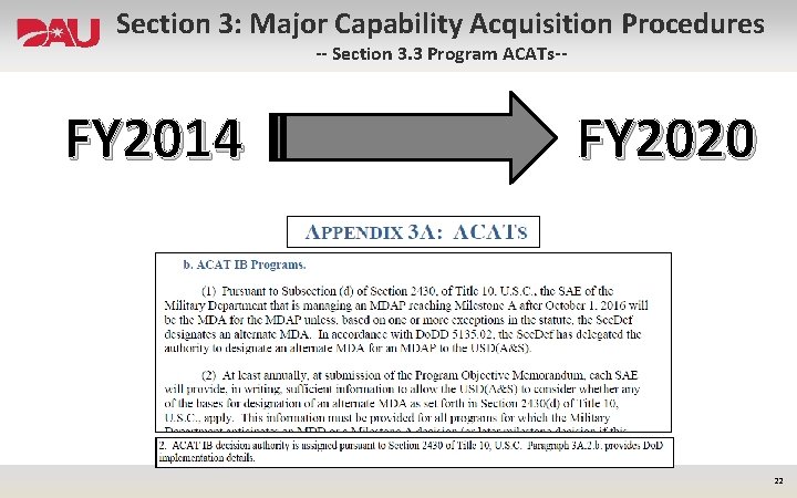 Section 3: Major Capability Acquisition Procedures -- Section 3. 3 Program ACATs-- FY 2014
