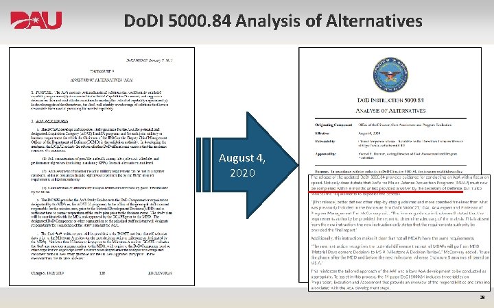 Do. DI 5000. 84 Analysis of Alternatives August 4, 2020 29 