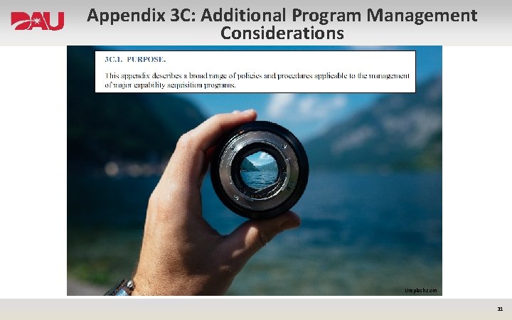 Appendix 3 C: Additional Program Management Considerations Unsplash. com 31 