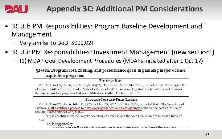 Appendix 3 C: Additional PM Considerations • 3 C. 3. b PM Responsibilities: Program