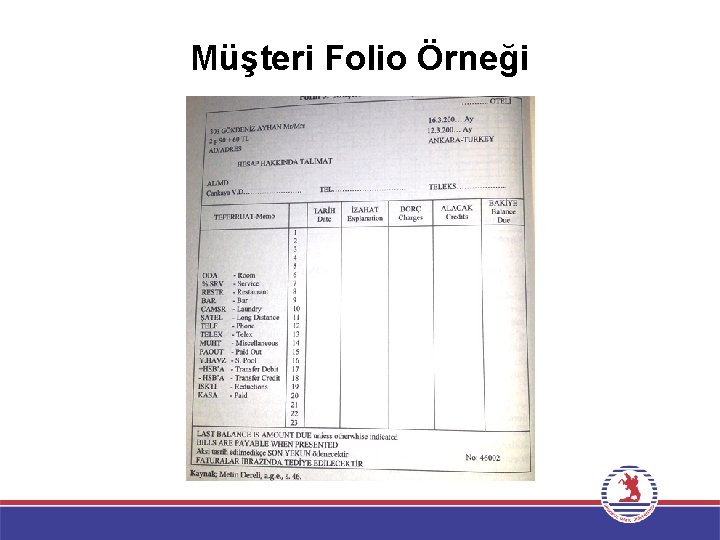 Müşteri Folio Örneği 