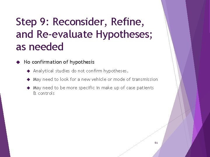 Step 9: Reconsider, Refine, and Re-evaluate Hypotheses; as needed No confirmation of hypothesis Analytical