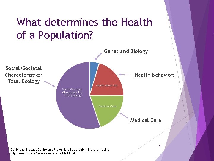 What determines the Health of a Population? Genes and Biology Social/Societal Characteristics; Total Ecology