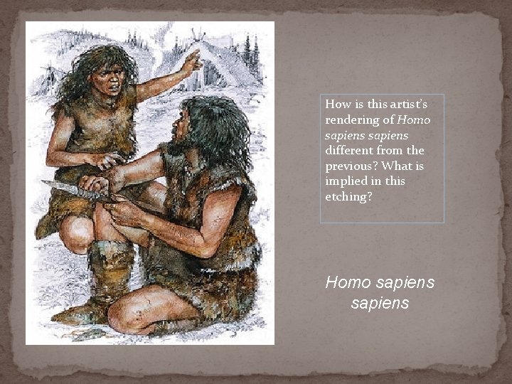 How is this artist’s rendering of Homo sapiens different from the previous? What is