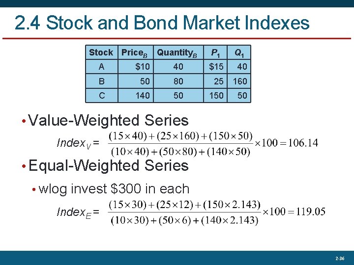 2. 4 Stock and Bond Market Indexes Stock Price. B Quantity. B P 1