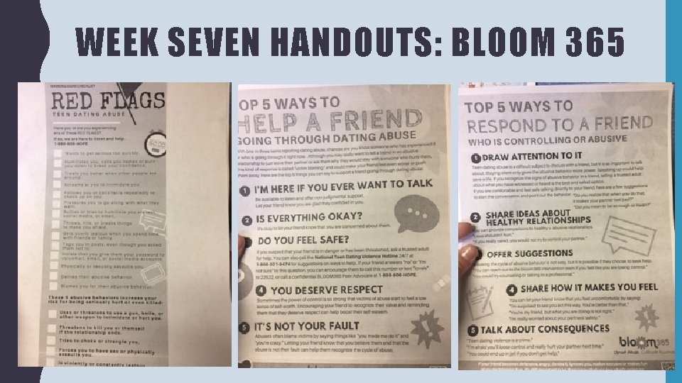 WEEK SEVEN HANDOUTS: BLOOM 365 